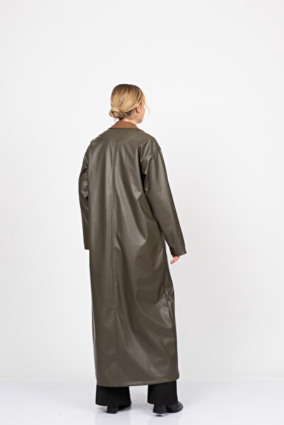 MissVina Adell Leather Long Overcoat Trench 2631