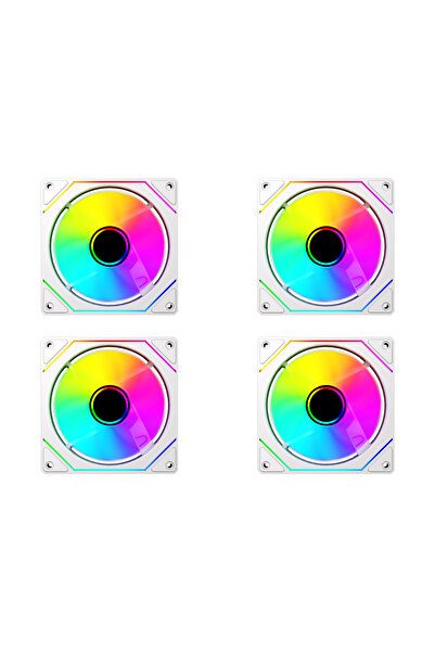 ALWAYS TEKNOLOJİ 4 قطع مروحة هيكل كمبيوتر 12 سم ARGB بمرآة مزدوجة الحلقة 120×120×25 ملم