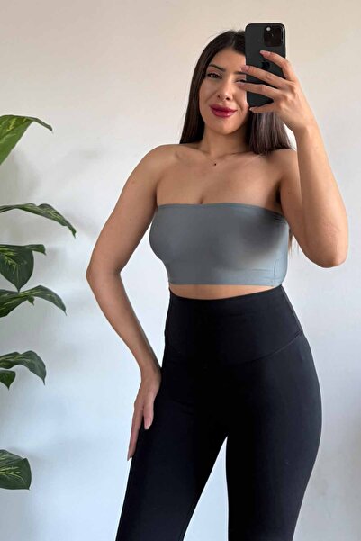 CİDDE Women's Strapless Seamless Crop Bustier