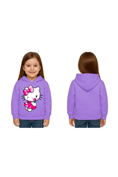 SEDİRLİ سويت شيرت للأطفال من هيلو كيتي مطبوع للجنسين مطبوع بغطاء رأس 3 خيوط م...