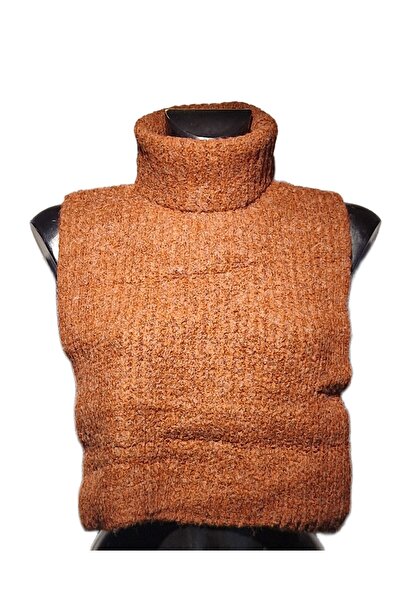 OEM Women's thick wool collar, brown, cut out on the sides, warm, universal size