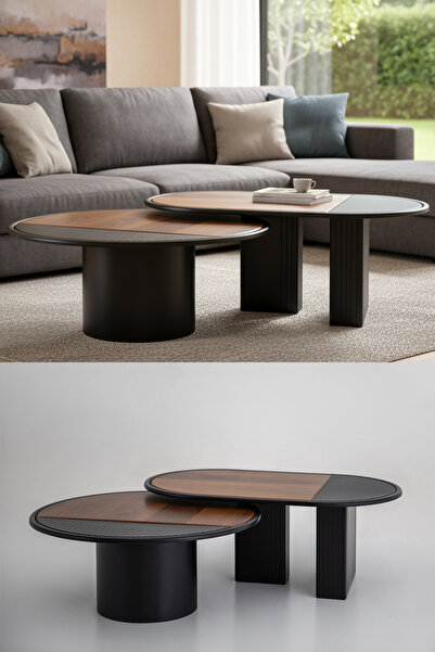 Eymense Asus İkili Orta Sehpa Seti Ceviz