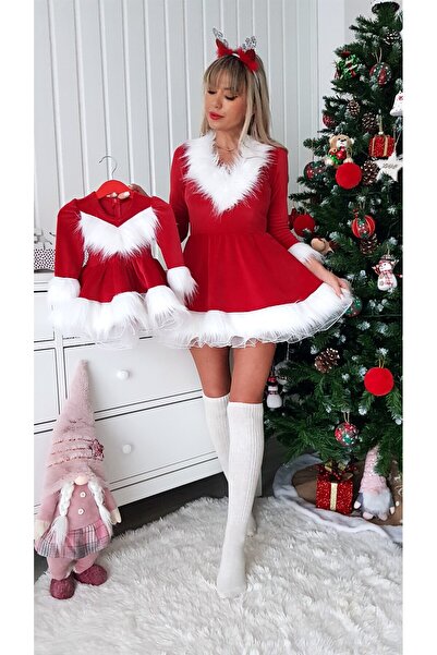 Voguesta Mother-daughter Christmas set Santa Joy red