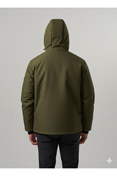 PIQUE Men's Coat Quilted Lined Softshell Coat with Print Detail