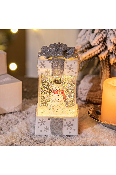 Generic Christmas Decorations Table Top Ornament with Lights and Snows Globe (White - SnowMan)