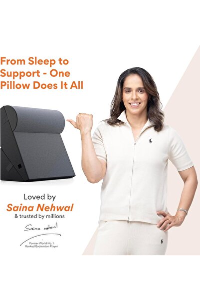 FOVERA Adjustable Wedge Pillow Memory Foam with Headrest (Dark Grey, 22x22x12 Inch)