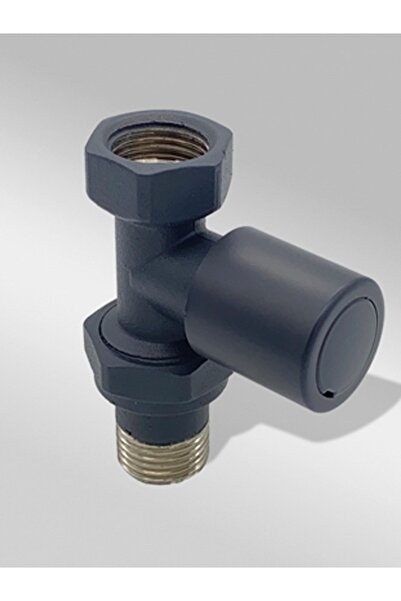 Lojimax Dekoratif Radyatör Vanası Dokulu Antrasit Düz 1/2" Metal Volan