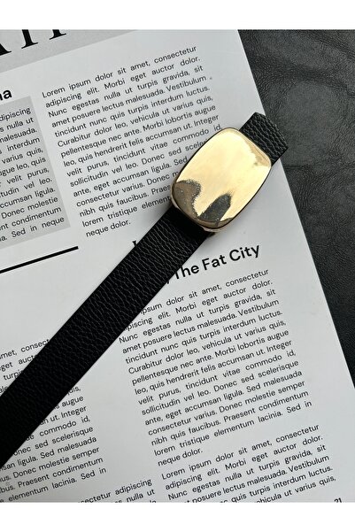 LİA KEMER 2-Piece Hoard Mirror Patterned Women's Gold Buckle Belt Jacket Belt Dress Belt Trouser Belt