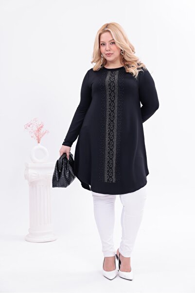 Siyezen Plus Size Stone Embroidered Tunic Blouse