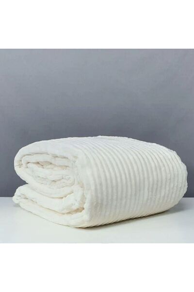 Reiashn Luxurious velvet faux fur blanket, double off-white color