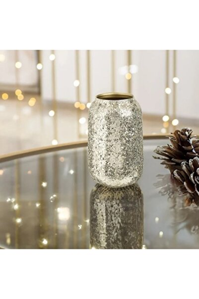 AB HOMES Decorative metal vase, beige with mosaic pattern, Ø15x27 cm