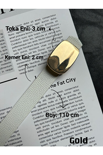 LİA KEMER 2-Piece Hoard Mirror Patterned Women's Gold Buckle Belt Jacket Belt Dress Belt Trouser Belt