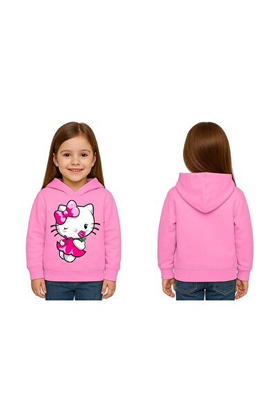 SEDİRLİ Унисекс детска блуза с качулка и принт Hello Kitty, 3-нишка, шерпа