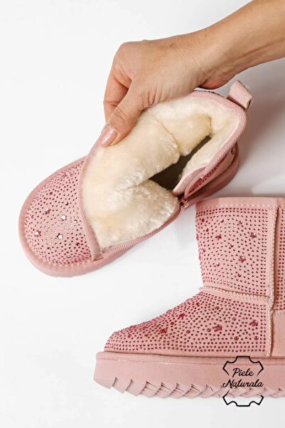 Zaira Ghete fete îmblanite roz din piele naturala intoarsa Marisa #23020 - 22