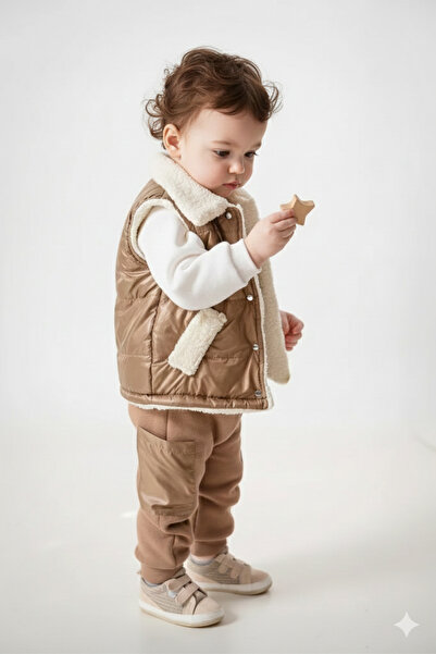 Mamman's Winter Suit, Inflatable Vest Set Lamb-Lined Thick Baby Boy Children'...