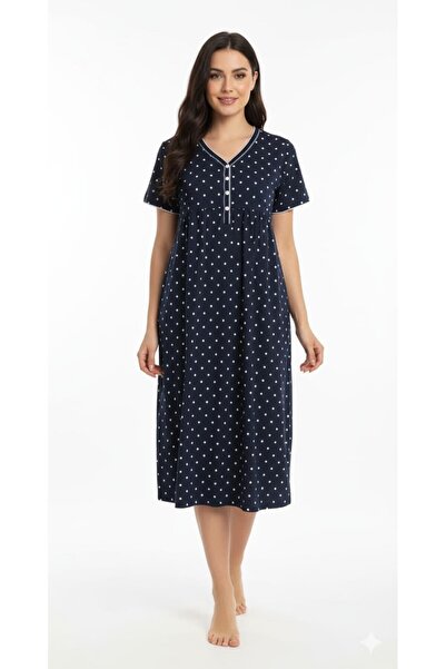 Bumbăcel Cămașă de noapte pentru dame cu mânecă scurtă