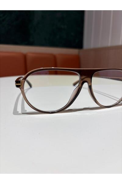 funeyes Marcus Smoke Brown Light Brown Pilot Blue Light Protection Unisex Optical Glass Compatible Glasses Drop Model