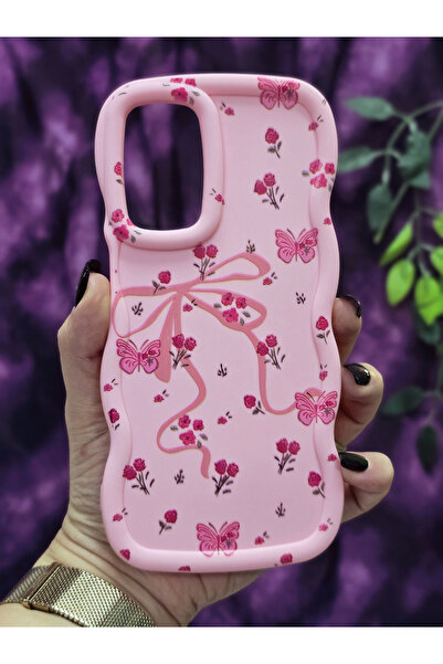 Magic Ring Oppo A16 / Oppo A55 Compatible Butterfly Ribbon and Floral Pattern Pink Phone Case