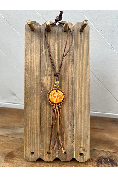 Bohoyasam Özel Tasarım Seramik ve Hakiki Deri Püsküllü Etnik Kolye – El Yapım...