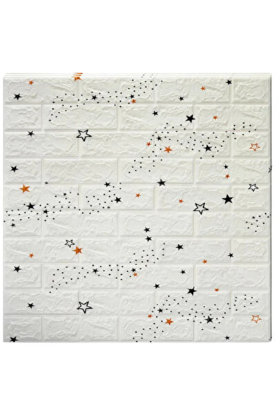 SDEPOT Set of 10 SDEPOT® wallpaper tiles, 3 mm thick, 70x77 cm, brick imitation, star pattern, white