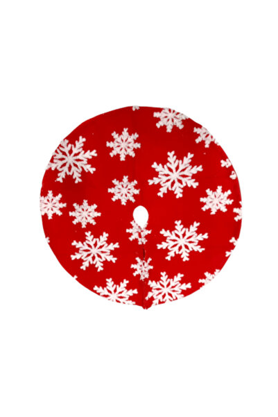 OEM Red and white Christmas tree skirt with white snowflakes, 90 cm