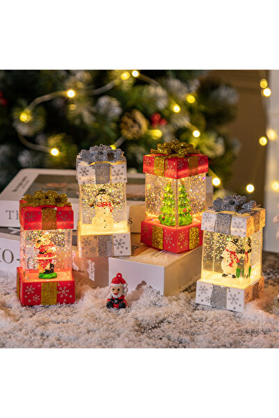 Generic Christmas Gifts Table Top Ornament with Lights and Snows Globe (Red- Santa Claus)