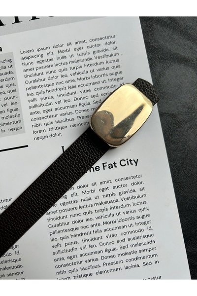 LİA KEMER 2-Piece Hoard Mirror Patterned Women's Gold Buckle Belt Jacket Belt Dress Belt Trouser Belt