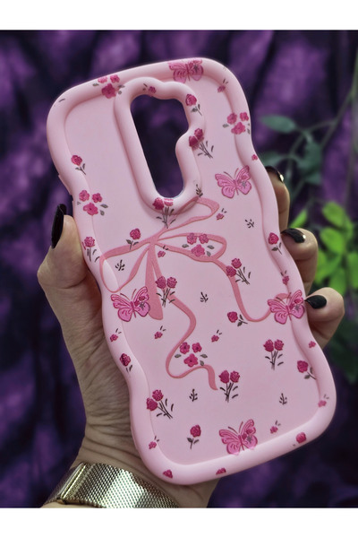 Magic Ring Redmi Note 8 Pro Compatible Butterfly Ribbon and Flower Pattern Pink Phone Case