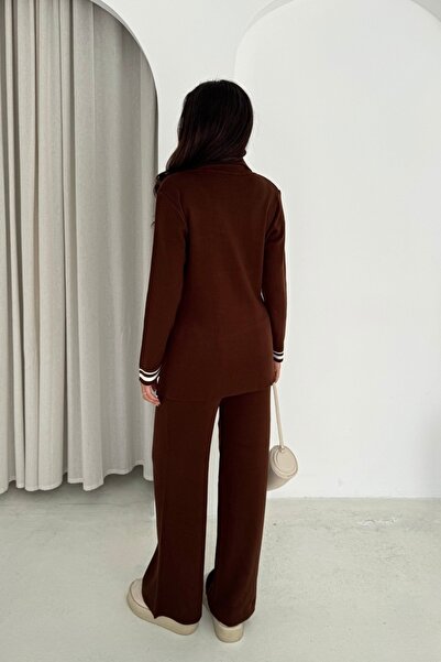 Noi Belis Double Breasted Collar Pocketed Knitwear Bottom Top Set Aw25Au0002