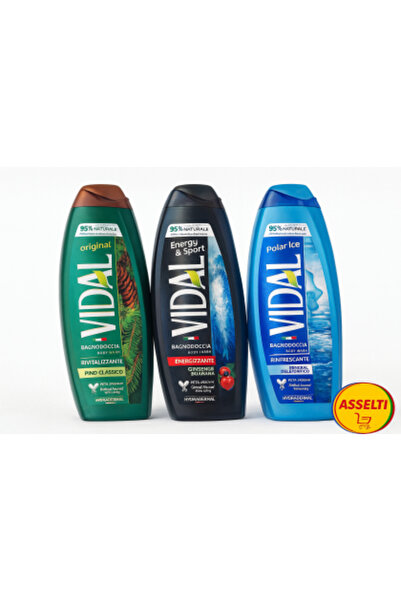Vidal Set ASSELTI – 3 x Gel de duș pentru bărbați 500 ml (Original, Energy & ...