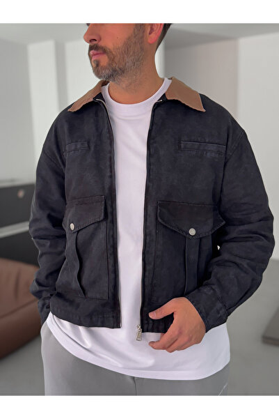 BYBASICMAN Μπουφάν με μαύρο γιακά με λεπτομέρεια τσέπης BRY-110-07