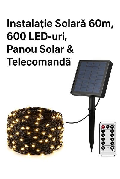 OEM Instalație Solară 30m, 300 LED-uri, Panou Solar & Telecomandă, Exterior IP65