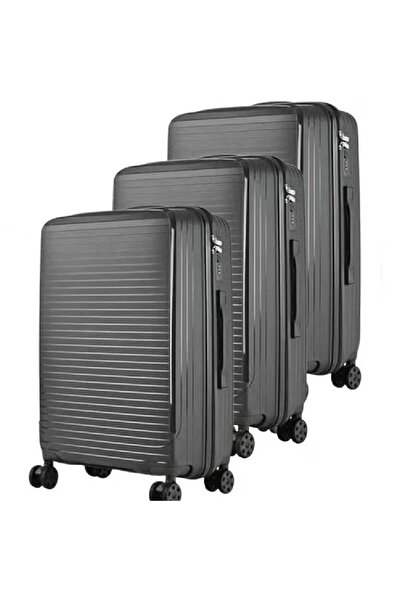 NKX مجموعة حقائب سفر متينة ذات هيكل صلب مكونة من ثلاث حقائب سوداء اللون مع 4 ...