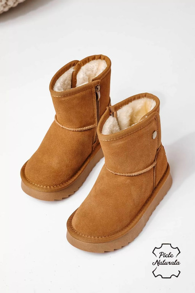 Zaira Ghete fete îmblanite maro din piele naturala intoarsa Alis #22995 - 37