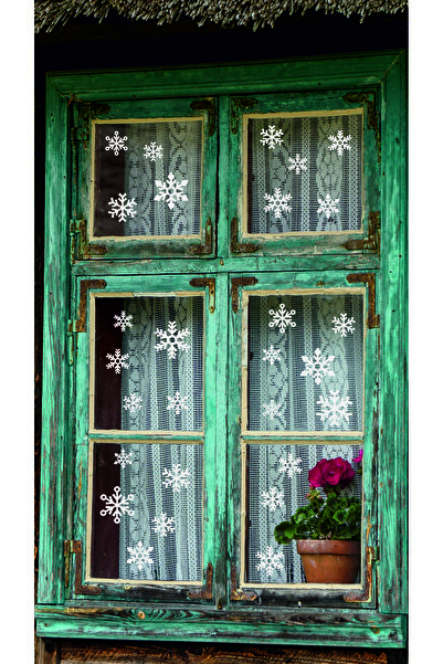 Etiket Dünyası Kar Tanesi A4 Folyo Sticker – Yılbaşı Cam Süsü – 40’lı Kar Deseni Seti