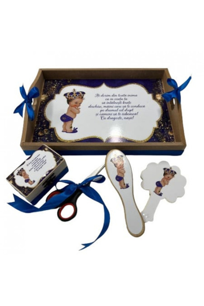 Paperla Tavita de turta, 5 piese, Print, bleumarin