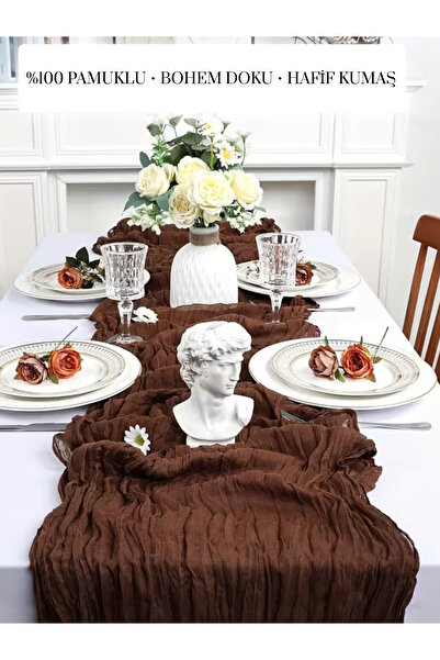 Kitchen Vogue Runner Bohem Tablecloth 100% Cotton Decorative |   Wedding, Party, Promise, Engagement Decoration Tableware Ornament