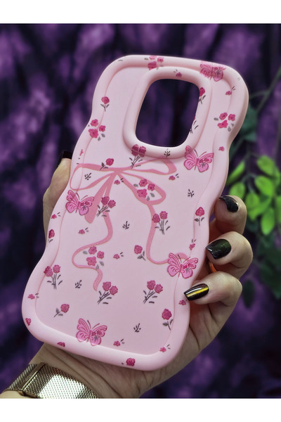 Magic Ring Xiaomi Redmi Note 9 Compatible Pink Phone Case with Butterfly Ribbon and Floral Pattern