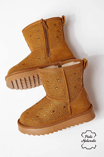 Zaira Καφέ μπότες με επένδυση γούνας για κορίτσια από γνήσιο σουέτ Marisa #23...