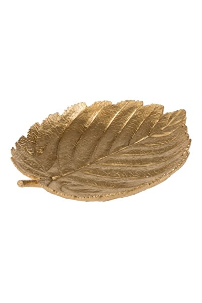 AB HOMES Decorative leaf platter, gold color, 25x27x4 cm