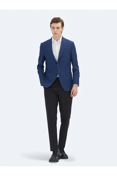 Kip Blue Micro Modern Fit 100% Wool Jacket