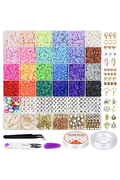 OEM Polymer Clay Bead Kit: 24 Colors, 6mm Spacers for Jewelry & Bracelet Making, Ages 14+