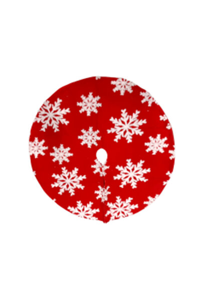 OEM Red and white Christmas tree skirt with white snowflakes, 90 cm