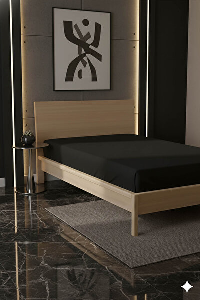 FAVORA 100% Cotton Ranforce Premium Single Bed Sheet - Black