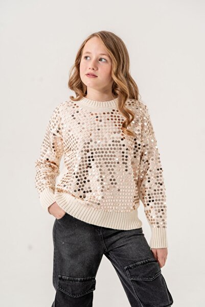 Ege Bebek Πουλόβερ με παγιέτες για κορίτσια 9-15 ετών, Πλεκτό με παγιέτες Παιδικό πουλόβερ l Πουλόβερ για κορίτσια 9-10-11-12-13-14-15 ετών