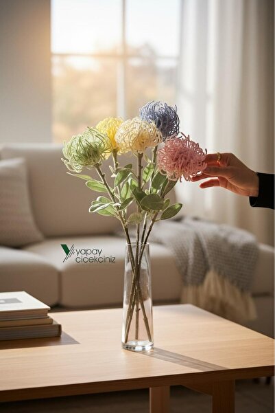 YAPAY ÇİÇEKÇİNİZ 50 cm Gerçek Dokulu 5 Dal Renkli Yapay Tomurcuk Çiçeği