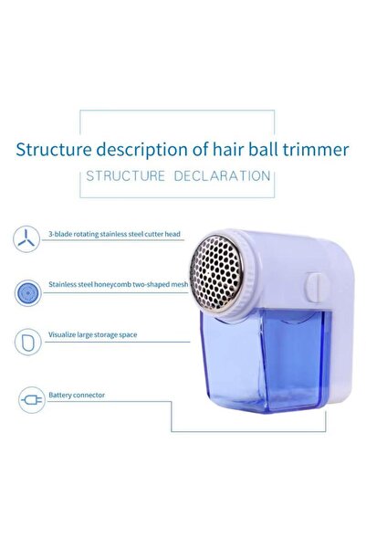 OEM Compact and efficient lint remover, 2 AA batteries included. White with blue.