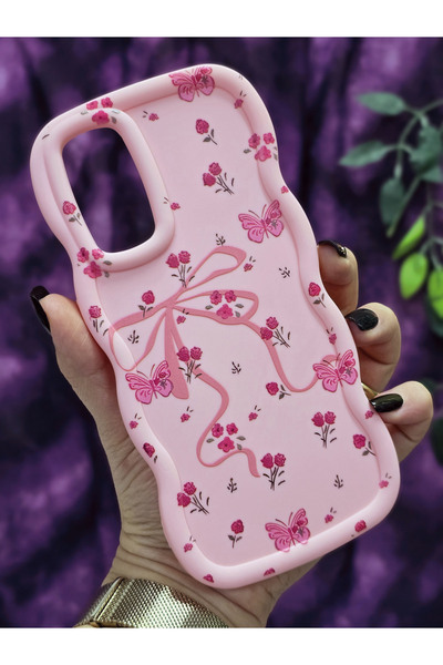 Magic Ring Oppo A91 - Reno 3 Compatible Butterfly Ribbon and Floral Pattern Pink Phone Case