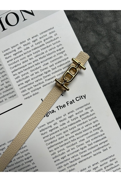 LİA KEMER 2-Pack Hype Patterned Women's Gold Buckle Belt Jacket Belt Dress Belt Trouser Belt