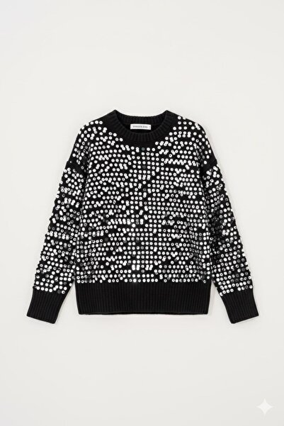 VOY KİDS Pulover cu paiete pentru fete 9-15 ani, Pulover cu paiete tricotat p...